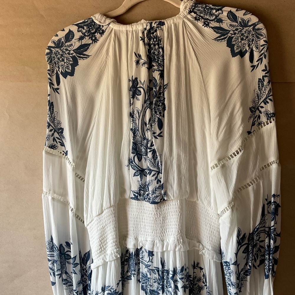 Chico's White Maxi Dress with Blue Floral Embroidery - Picture 11 of 14